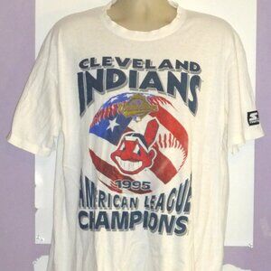 VTG Starter Cleveland Indians 1995 American League Champions T-Shirt FLAWS READ